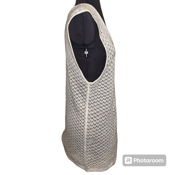 Vtg Disney Mickey Unlimited Crochet White Sleeveless Long Cardigan - Picture 4 of 14